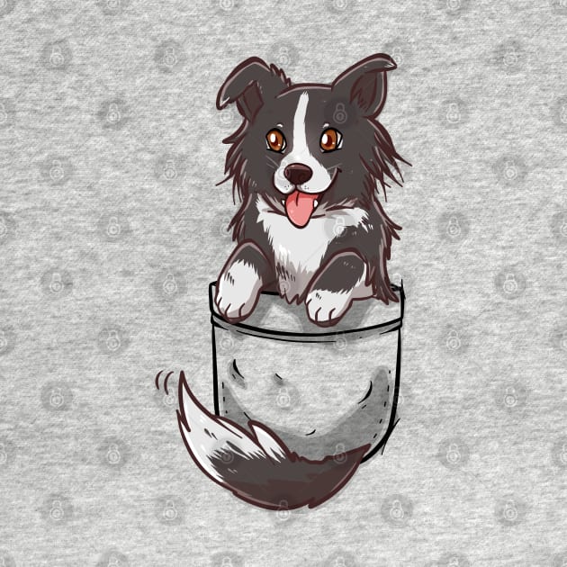 Pocket Cute Border Collie Dog T-Shirt by TechraPockets